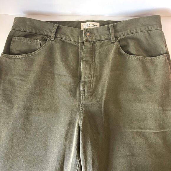NILI LOTAN Mitchell High Rise Straight Leg Jeans in Army Green Size 10 - Picture 8 of 13